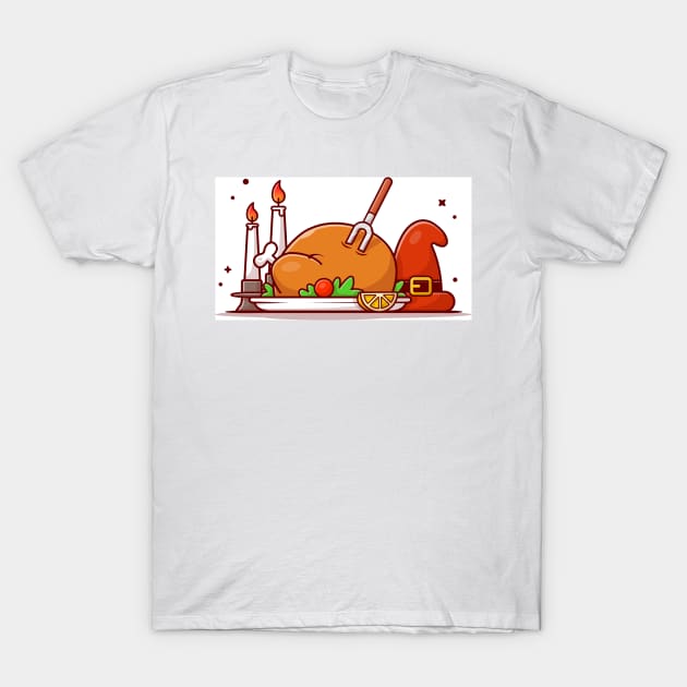 Thanks Giving Cartoon Vector Icon Illustration Food And Drink Icon Concept Isolated Premium Vector T-Shirt by Catalyst Labs